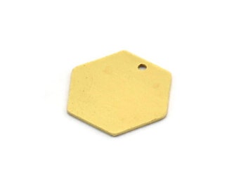 Brass Hexagon Charm, 12 Raw Brass Hexagon Charms With 1 Hole (14x16x0.60mm) SMP0084