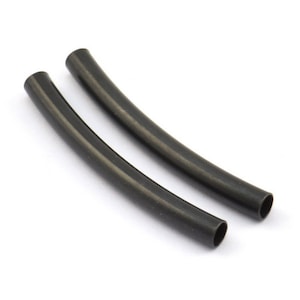 Black Curved Tube, 24 Oxidized Brass Black Curved Tubes (3x30mm) Bs 1417 S709