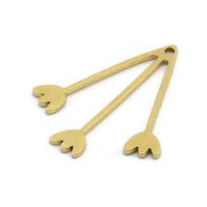 Brass Flower Charm, 12 Raw Brass Lotus Flower Charms With 1 Hole, Charm Pendants (30x28x1mm) A3078