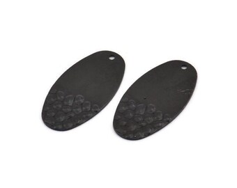 Black Oval Charm, 8 Oxidized Black Brass Oval Charms With 1 Hole (29.5x15x0.80mm) D985