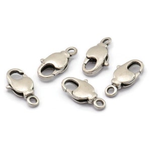 Silver Parrot Clasp, 6 Antique Silver Plated Brass Swivel Lobster Claw Clasps (15x6mm) Bs-1222--n0594