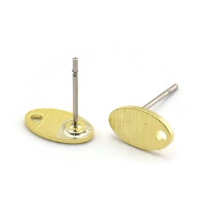 Brass Oval Earring, 12 Textured Raw Brass Oval Stud Earrings With 1 Hole (9x6x0.80mm) M02589 A5782