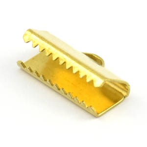 Ribbon Crimp End, 100 Raw Brass Ribbon Crimp Ends With Loop, Findings (6x14mm)  Brs 231 A0111