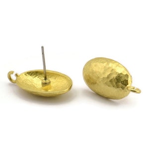 Brass Earring Post, 6 Raw Brass Oval Earring Posts With 1 Loop (21x12x16mm) E289