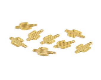 Gouden cactusbedel, 12 vergulde messing cactusbedels met 1 lusje, oorbellen, bevindingen (14 x 7 x 0,30 mm) F122