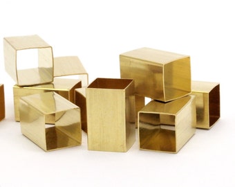 Square Tube Bead, 12 Huge Raw Brass Square Tubes  (10x16mm) Bs 1507