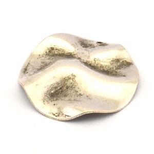 Silver Wavy Disc, 6 Antique Silver Plated Brass Wavy Discs With 1 Hole, Earrings, findings (25x0.60mm) D0774