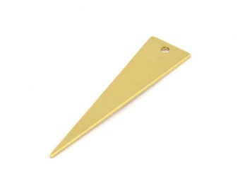 Long Triangle Charm, 10 Raw Brass Triangle Charms With 1 Hole, Pendants, Finding For Necklace, Bracelet (10x40x0.80mm) R084