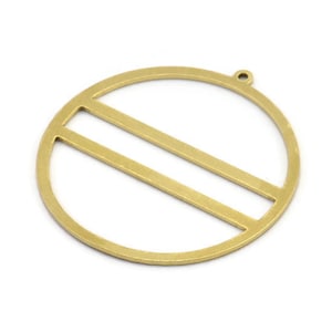 Brass Circle Charm, 6 Raw Brass Circle Charms With 1 Loop, Charm Pendants (42x40x1mm) A3062