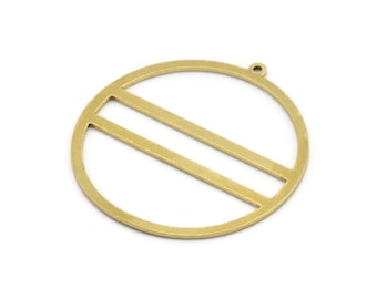 Charm circular de latón, 6 charms circulares de latón en bruto con 1 aro, colgantes con charms (42 x 40 x 1 mm) A3062