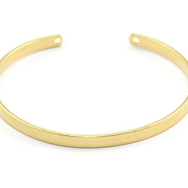 Brass Bracelet Blank, 4 Raw Brass Cuff Bracelet Blank Bangle With 2 Holes (150x4x1mm) V092