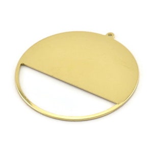Brass Round Charm, 2 Raw Brass Round Charms With 1 Loop, Stamping Blanks (45x43x0.90mm) M659