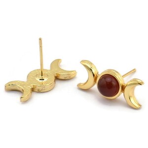 Gold Moon Earring, 2 Gold Plated Brass Crescent Moon Stud Earrings - Pad Size 6mm (19x8mm) N1269 H0983