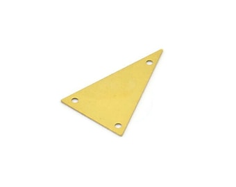 Brass Triangle Charm, 20 Raw Brass Triangle Charms With 3 Holes (25x16mm) D0305