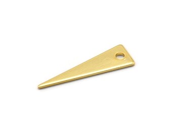 Gold Tiny Triangle, 8  Gold Plated Brass Triangle Charms (23x7x0.80mm) A0880 Q0047