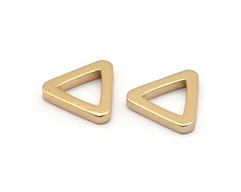 Charme Triangle - 8 Charmes Triangle en Laiton Plaqué Or (13x2mm) D0020 Q0081