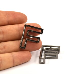 Letra F preta, 2 letras F banhadas a preto, iniciais, maiúsculas, pingente inicial de letra para colares personalizados