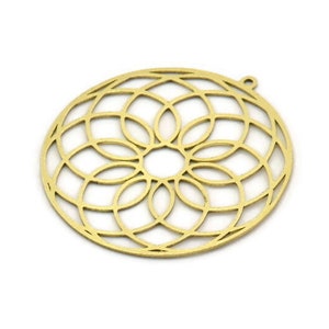 Brass Round Charm, 2 Raw Brass Round Charm With 1 Loop, Charm Pendants (38x36x0.60mm) SMP0694