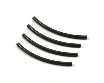 Black Solid Brass Noodle Tube, 12 Black Oxidized Brass Curved Tubes (2x35mm) Bs 1404 S168