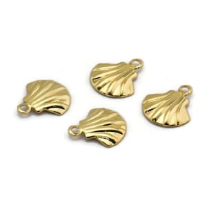 Shell Clam Charm, 24 Gold Plated Brass Clam Charms, Pendant, Findings (10x9mm) Brs 110 A0156