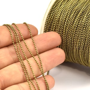Antique Brass  Chain (1.2mm) Antique Brass Faceted Ball Chain 5m-10m-20m-50m-90m - Z060