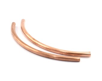 3 Raw Copper Curved Extra Long Tube Findings ( 110x 5mm ) D0479