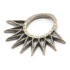 Silver Sun Pendant, 2 Antique Silver Plated Brass Textured Sunny Pendants, Earrings, Findings (30x33mm) BS 2435 H1312