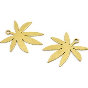 Brass Leaf Charm, 24 Raw Brass Leaf Charms With 1 Loop, Charm Pendants (21x0.60mm) A3590