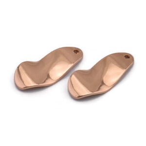 Rose Gold Charm, 4 Rose Gold Plated Brass Wavy Charms With 1 Hole (21x10x0.80mm) D0582 H0747