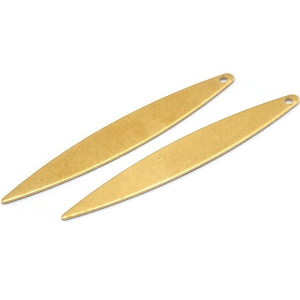 Brass Marquise Charm, 24 Raw Brass Marquise Charms With 1 Hole, Earrings, Pendants (42x6x0.60mm) D0803