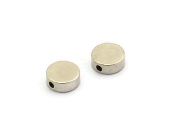 Cuentas espaciadoras de plata, 25 conectores espaciadores de latón bañados en plata antigua, cuentas redondas (8 x 3 mm) D0128 S482