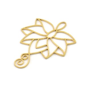 Brass Flower Charm, Raw Brass Flower Charms, Brass Earring Charms, Brass Charms for Jewelry Making (45x35x0.80mm) SMP1372