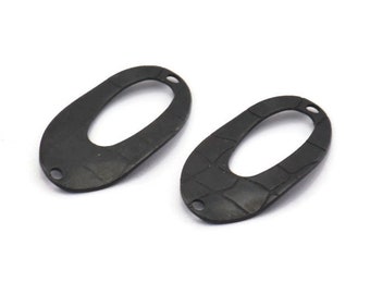 Black Oval Connector, 12 Oxidized Black Brass Oval Connectors (23x14mm) Bs 1284