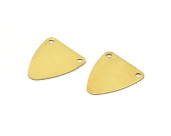 Brass Triangle Charm, Raw Brass Triangle Tags With 2 Holes (13.5x15mm) D0042--n0675