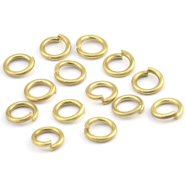 7mm Jump Ring - 100 Raw Brass Jump Rings (7x1.2mm) A0330