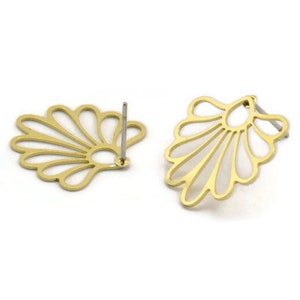 Brass Flower Earring, 10 Raw Brass Flower Shaped Stud Earrings (19x19x0.60mm) A4943 A6189