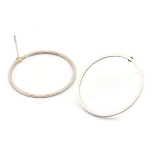 25mm Circle Earring, 6 Antique Silver Plated Brass Circle Stud Earrings (25x1x1mm) A3769 A5548