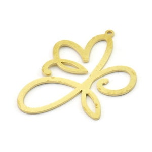 Brass Flower Charm, Raw Brass Dangle Pendants, Flower Earrings With 1 Loop (40x30x0.80mm) SMP1570