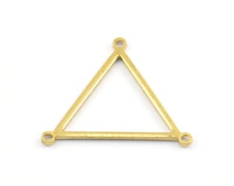 May include: Gold triangle pendant with three jump rings. The pendant is a simple geometric shape with a smooth finish.