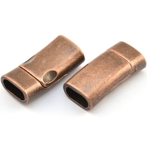 Copper Leather Cord Clasp, 2 Copper Plated Brass Magnetic Clasp For Leather Cord (26x13x7.5mm)  Y033