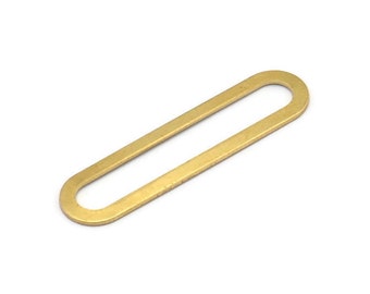 Brass Oval Connector, 12 Raw Brass Oval Connectors, Charms, Findings (44x11x0.90mm) D1340