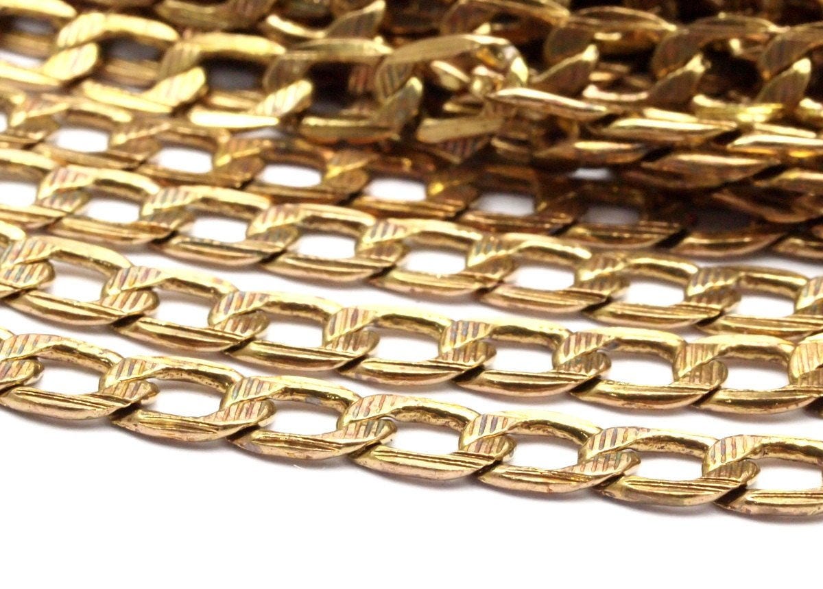 Solid Brass Chain 5 M Faceted Raw Brass Soldered Chain Etsy