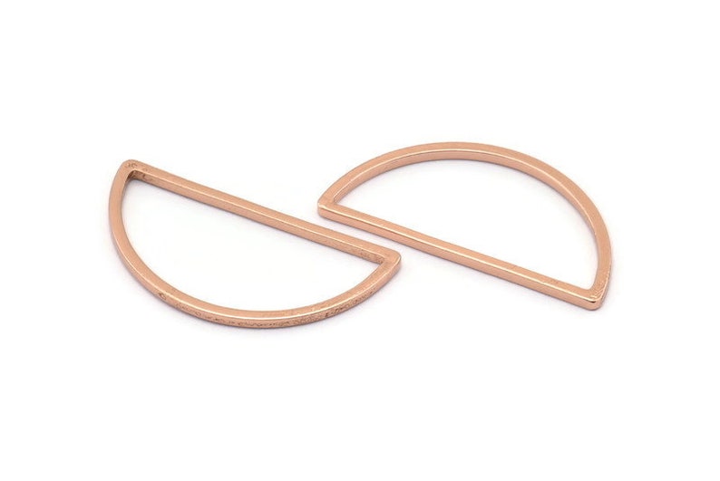 5 Brass Rose Gold Plated Semi Circle Connectors Rose Gold Half Moon 15x30x1.2mm Bs 1173 Q039