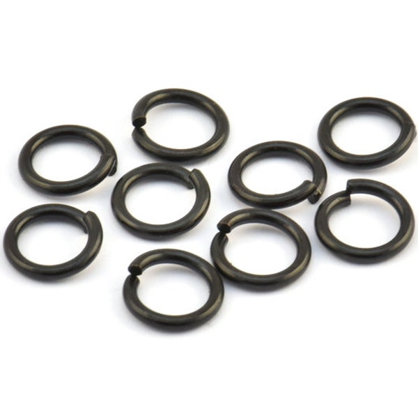 10mm Jump Rings, 25 Oxidized Brass Black Jump Rings (10x1.5mm) D0231 S789