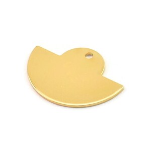Semi Circle Charm, 2 Gold Plated Brass Semi Circle Blanks With 1 Hole, Geometric Pendant (24x17.5x0.8mm) U104
