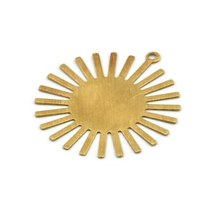 Brass Sun Charm, 12 Textured Raw Brass Sun Pendants With 1 Loop, Findings (33x30x0.50mm) A1980