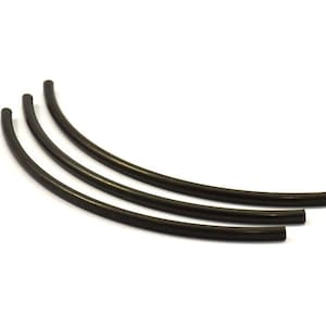Black Curved Tubes, 6 Black Oxidized Brass Extra Long Curved Tubes (4x120mm) Bs 1426 S012