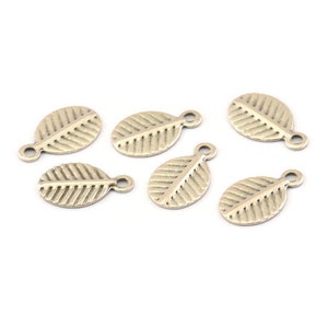Silver Leaf Charm, 50 Antique Silver Plated Brass Leaf Charms With 1 Loop (10.5x6.5mm) A0155