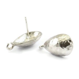 Silver Earring Post, 2 925 Silver Drop Earring Posts With 1 Loop (21x11x16mm) E291
