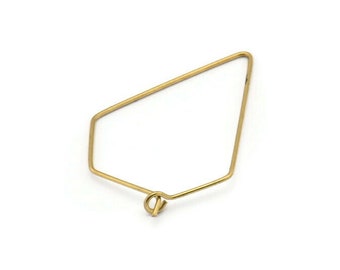 Brass Diamond Earring, 24 Raw Brass Wire Diamond Shape Earring Charms, Pendants, Findings (35x27x0.7mm) E354